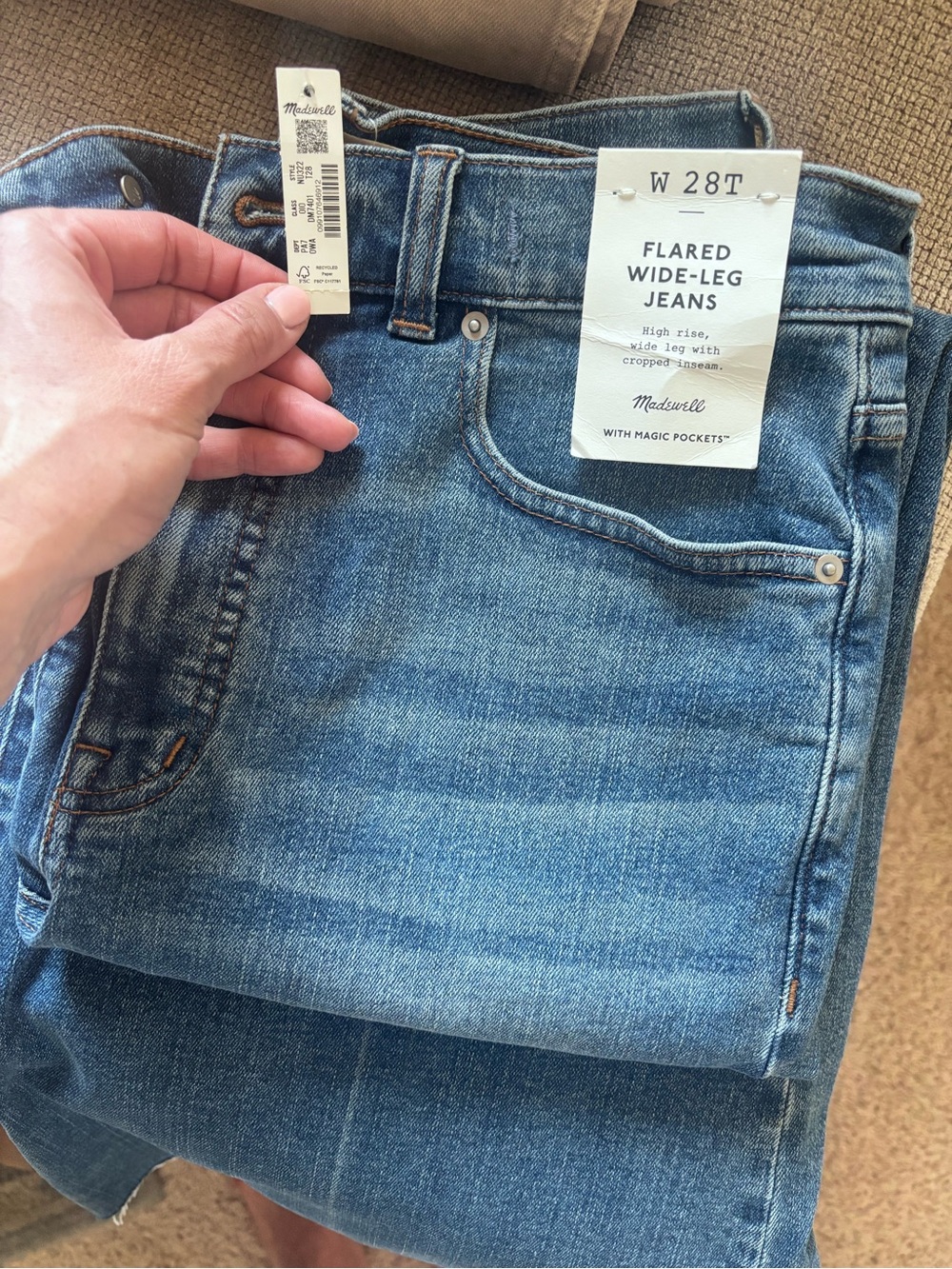 NWT Madewell Cropped Wide-Leg Jean in “Oneida” - 28T